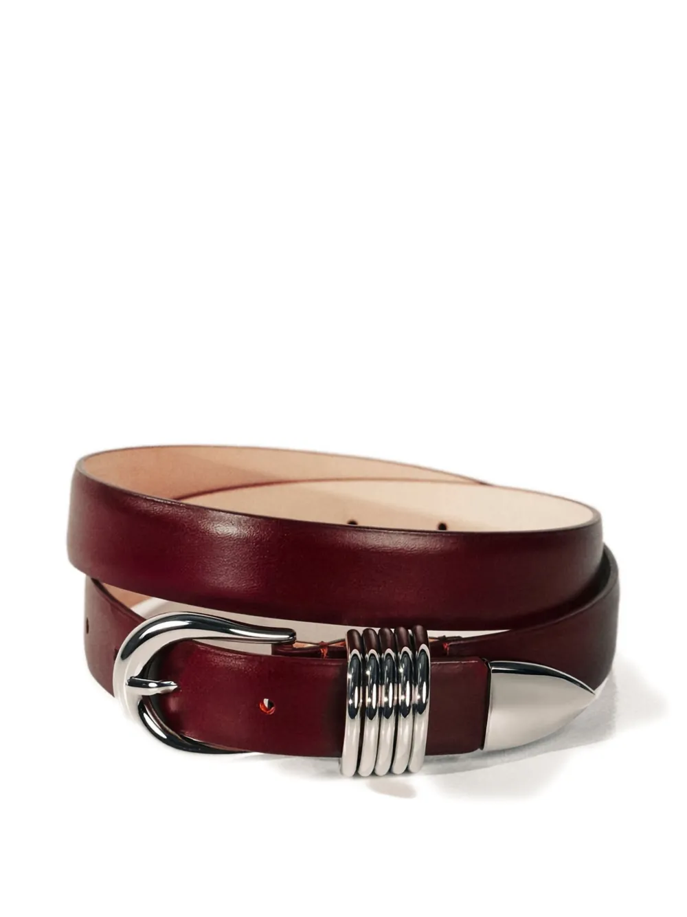 Déhanche Hollyhock silver-buckle calf-leather belt Rood