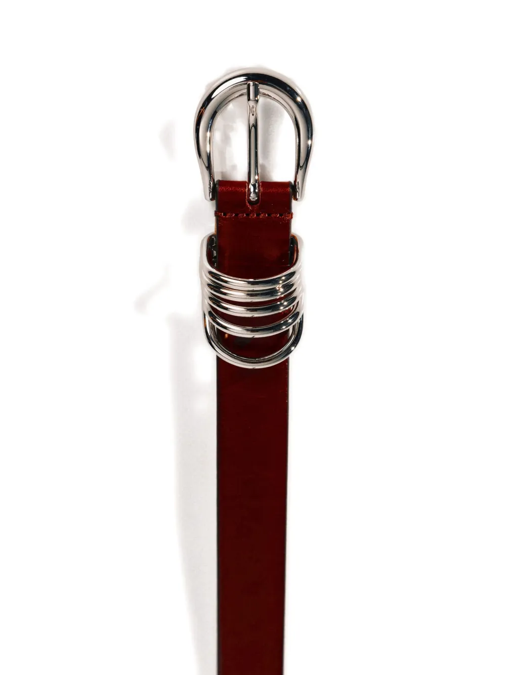 Déhanche Hollyhock silver-buckle calf-leather belt Rood