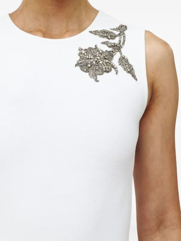 【Alexander McQueen】Banshee embroidery midi dress Alexander McQueen Banshee Embroidery Midi Dress | White