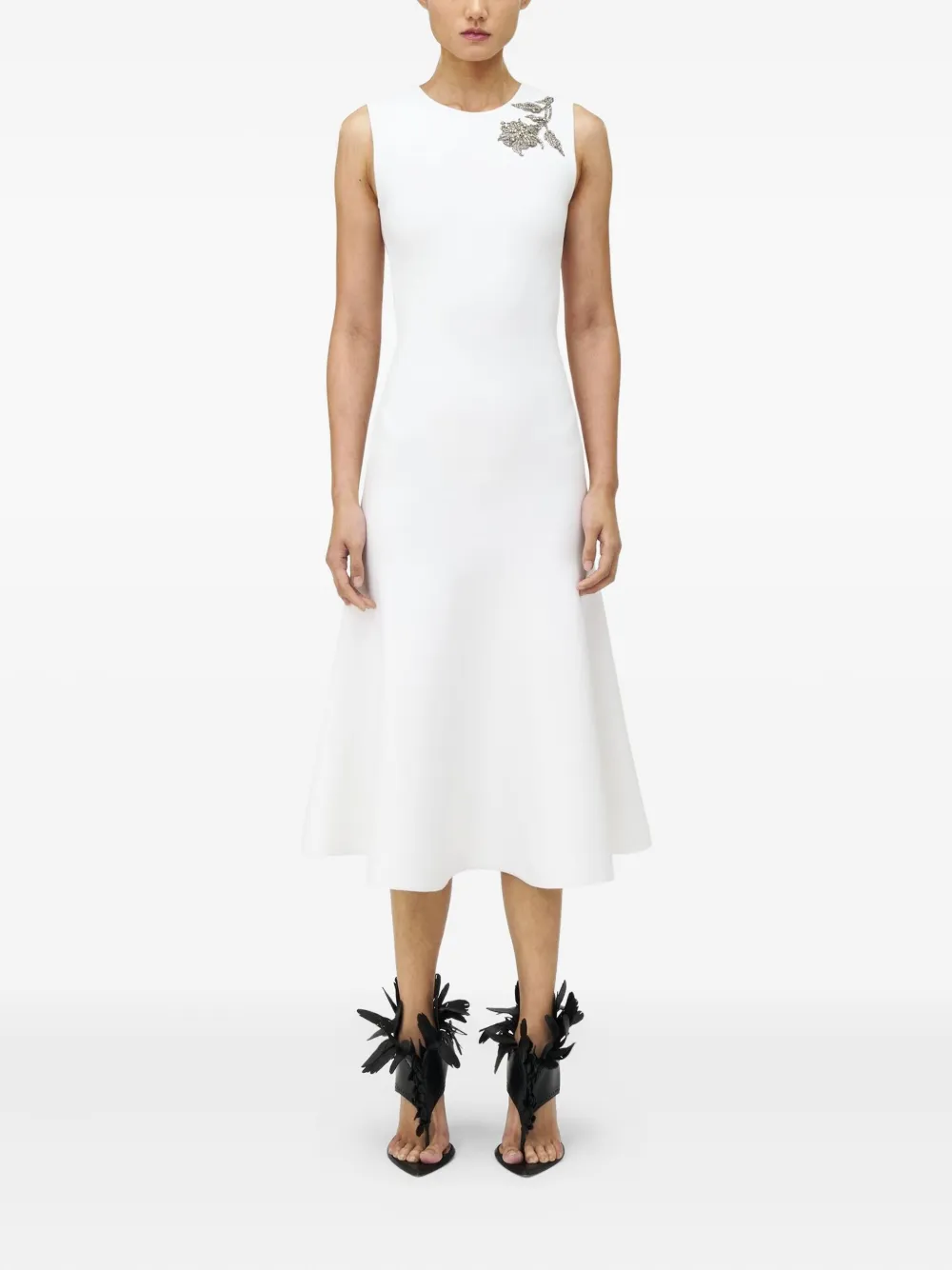 Alexander McQueen Banshee embroidery midi dress Wit
