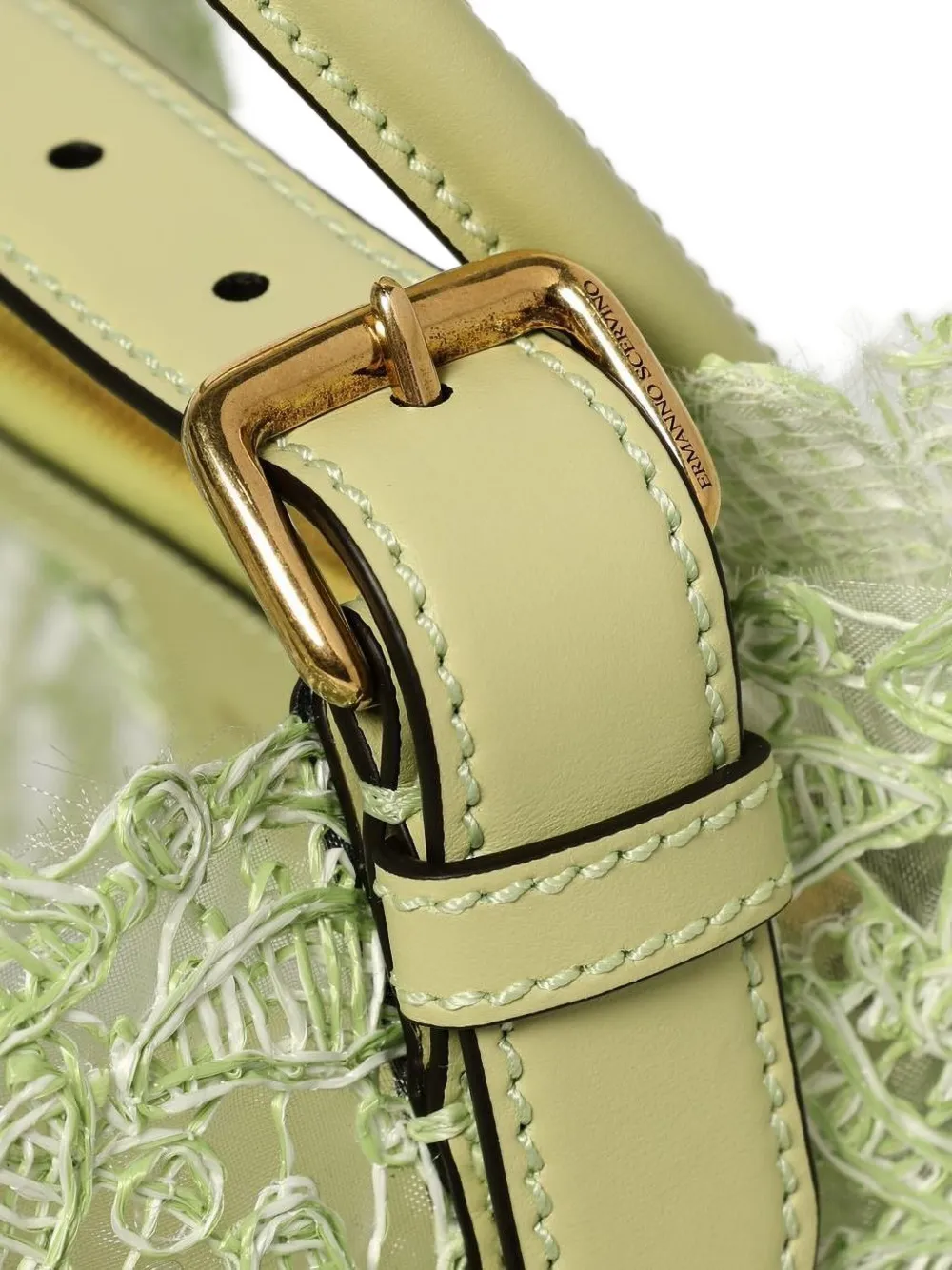 Ermanno Scervino lace-panel leather tote bag B4687 GREEN