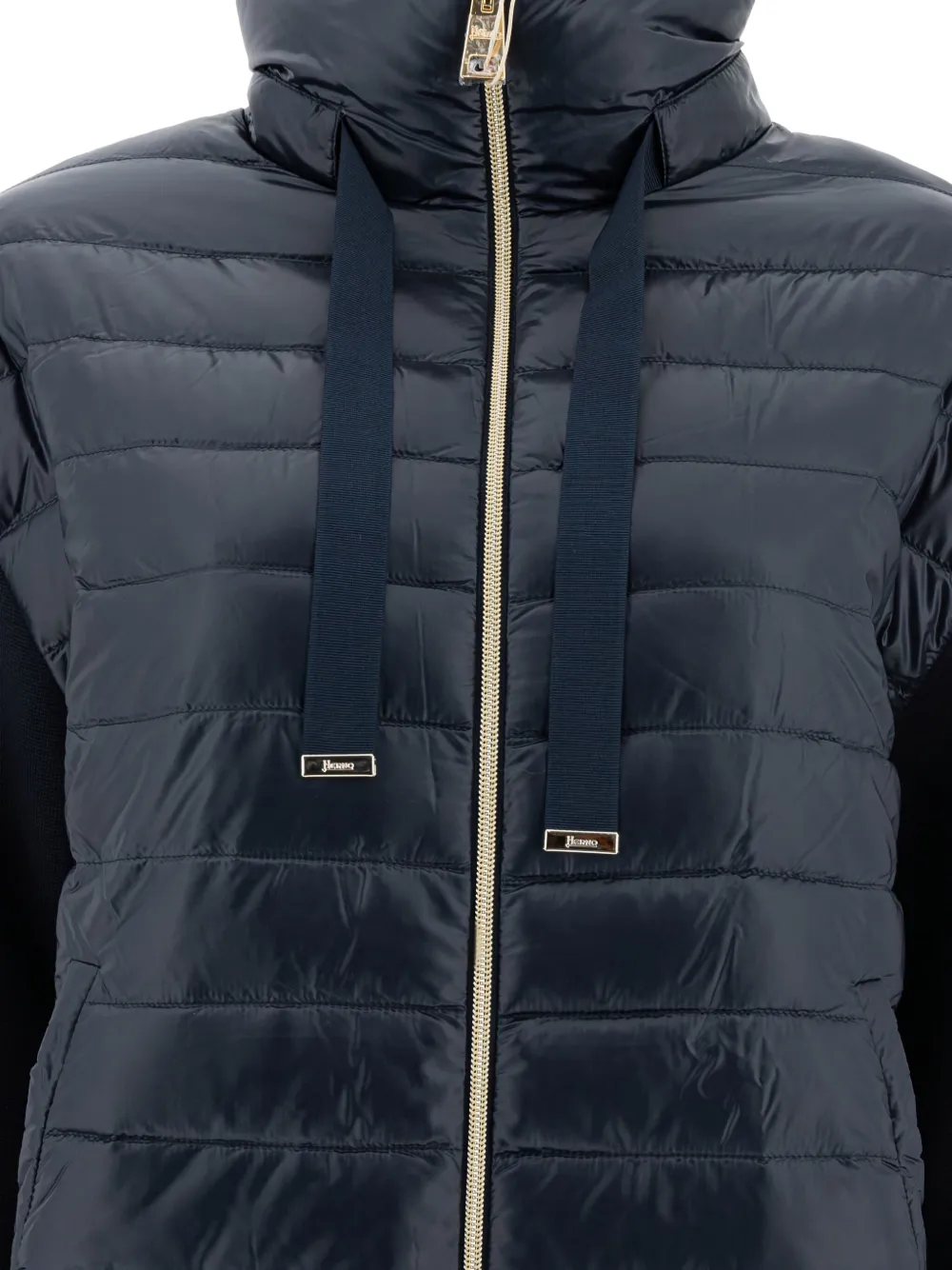 Herno knitted-panels puffer jacket Blauw
