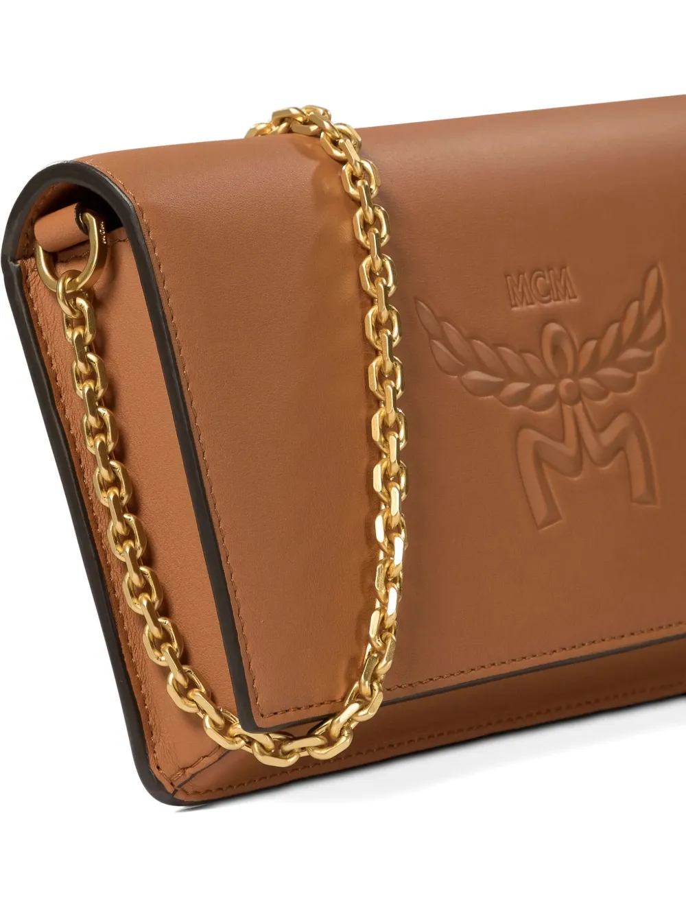 Mcm Logo-embossed Shoulder Bag In Brown