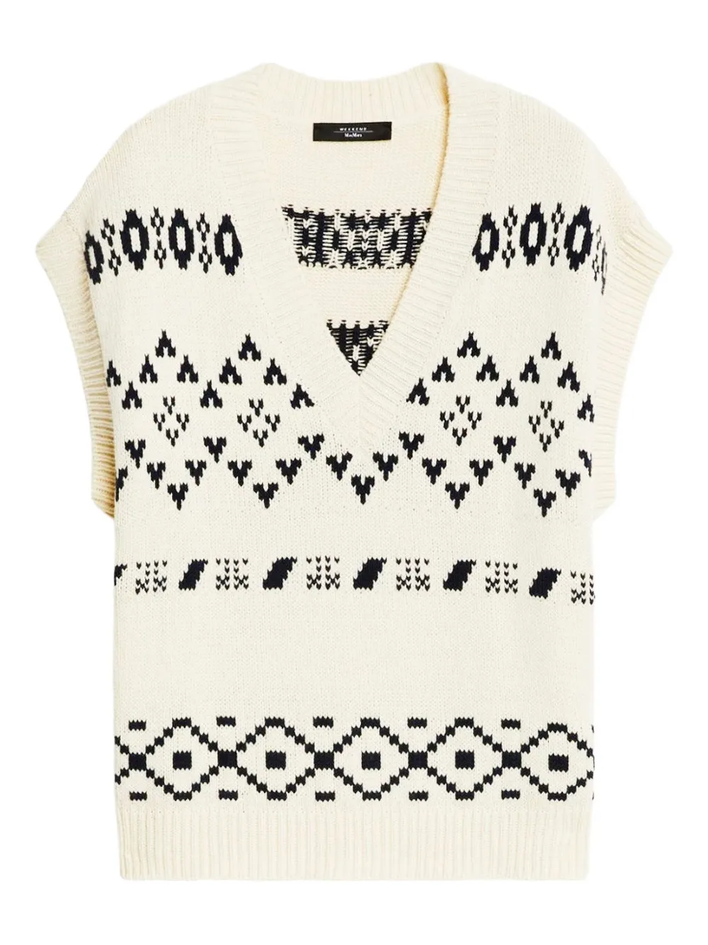 Weekend Max Mara débardeur en maille fair isle à col v | blanc | Image 1