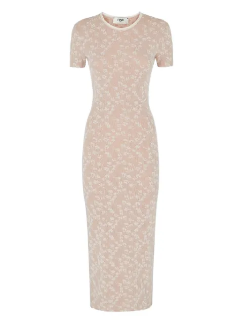 FENDI vestido con motivo floral en jacquard