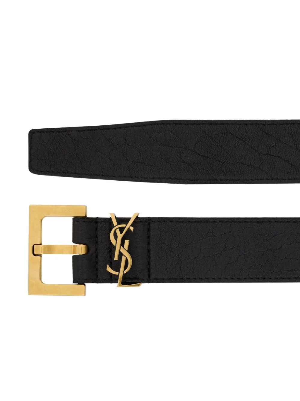 Saint Laurent Cassandre leren riem met textuur - Zwart