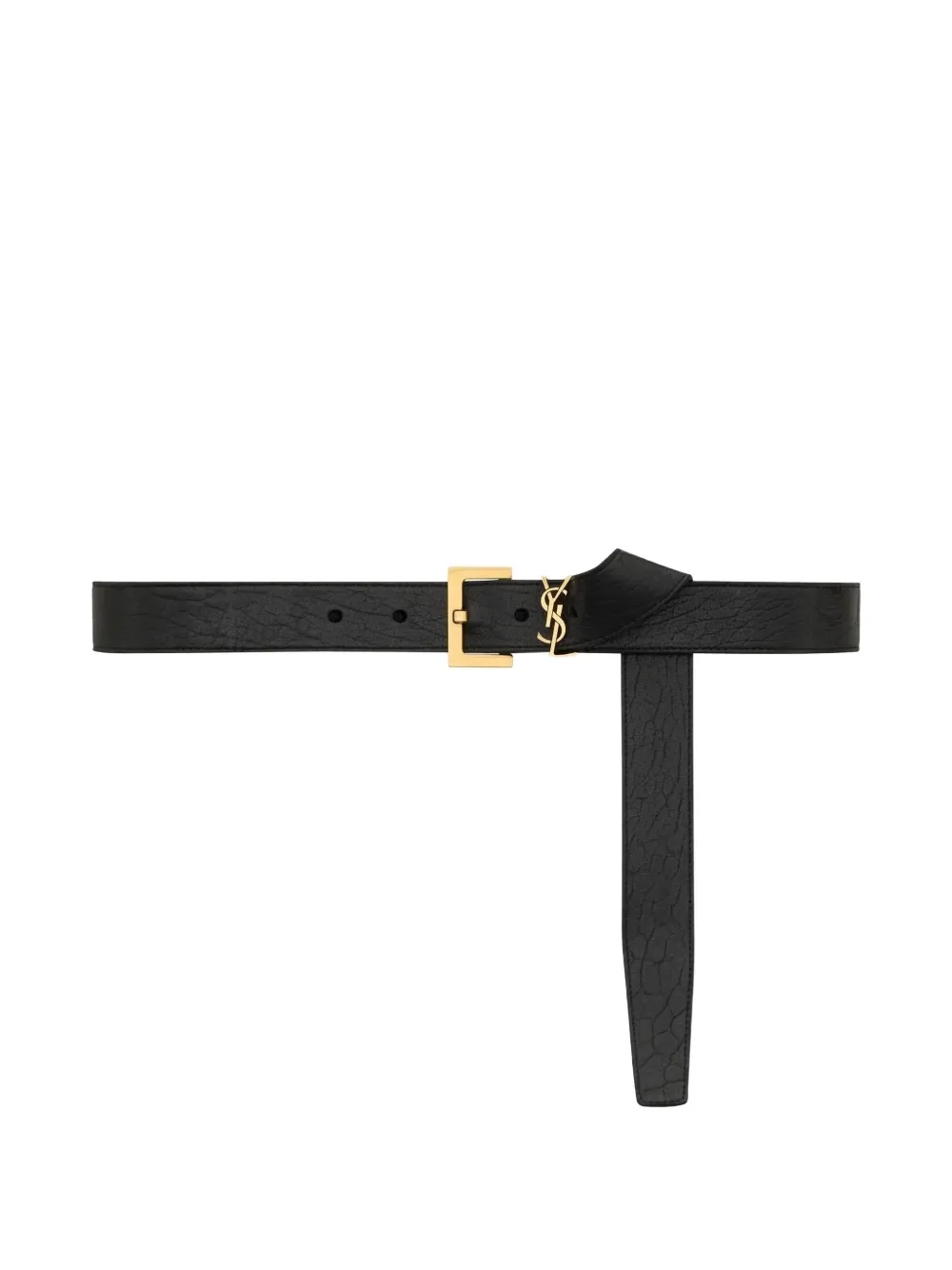 Saint Laurent Cassandre leren riem met textuur Zwart