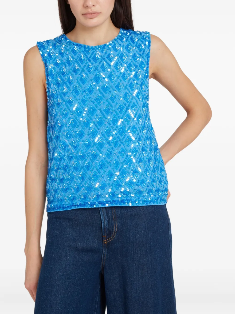P.A.R.O.S.H. Top verfraaid met pailletten Blauw