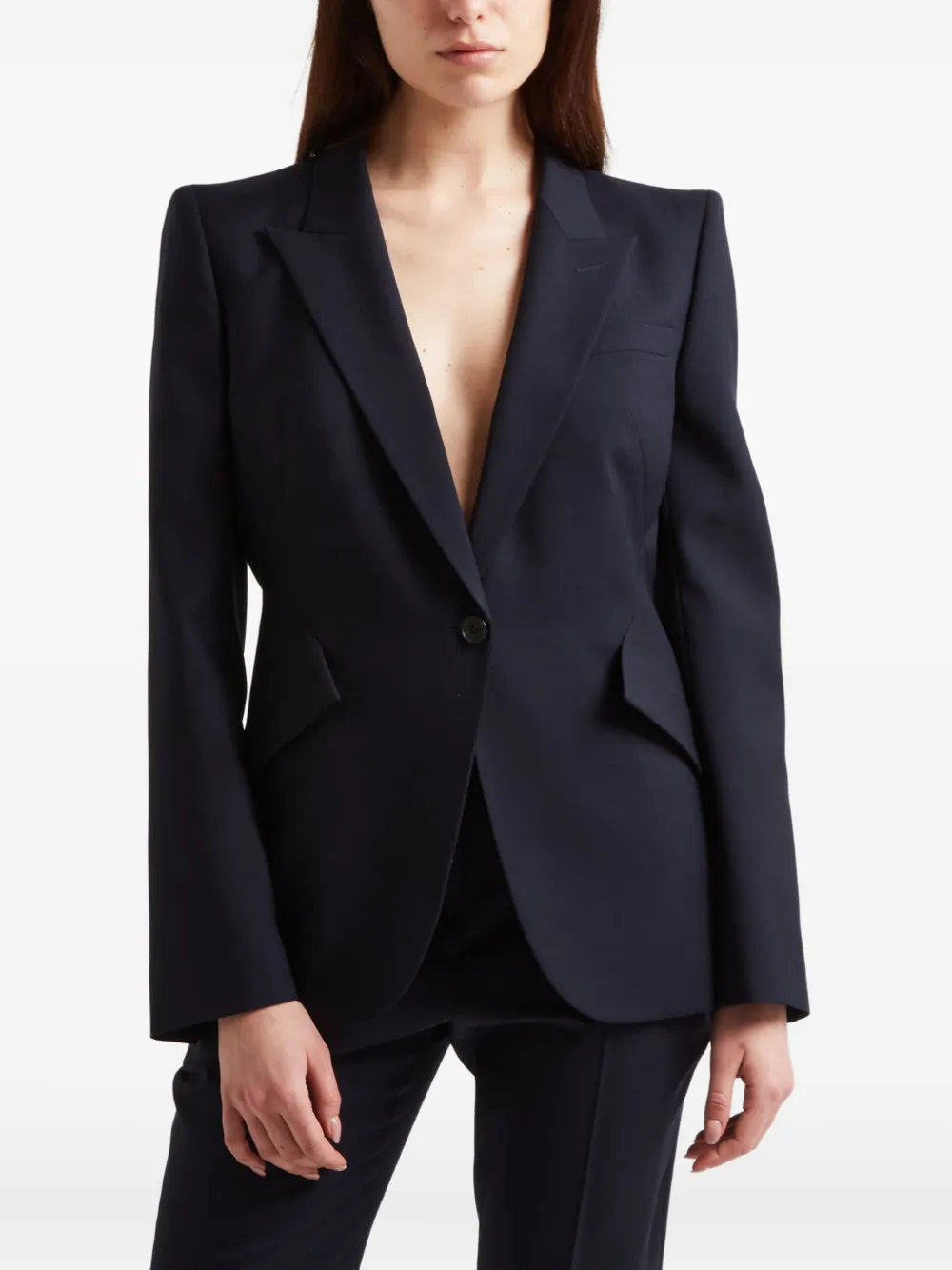 Alexander McQueen Blazer met enkele rij knopen Blauw