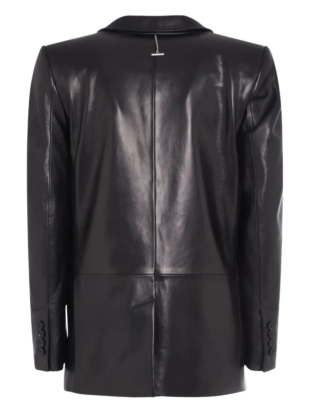 Alexander McQueen Leren blazer met enkele rij knopen Zwart