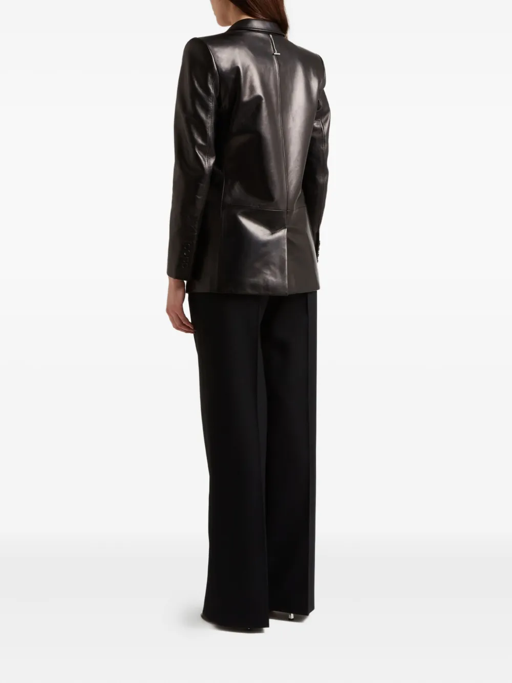 Alexander McQueen Leren blazer met enkele rij knopen Zwart