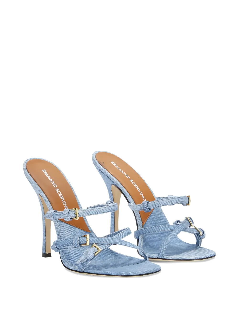 Ermanno Scervino Denim Buckle-strap Sandals In Blue