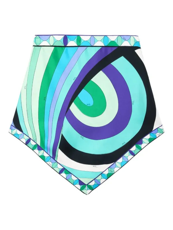 PUCCI abstract-print Asymmetric Mini Skirt | Blue | FARFETCH