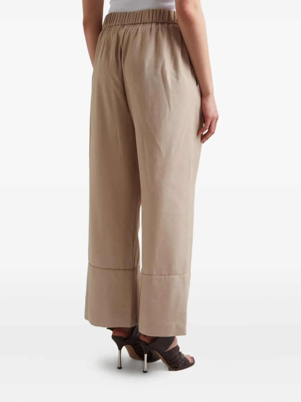 Elie Saab elasticated-waist cuffed trousers Beige