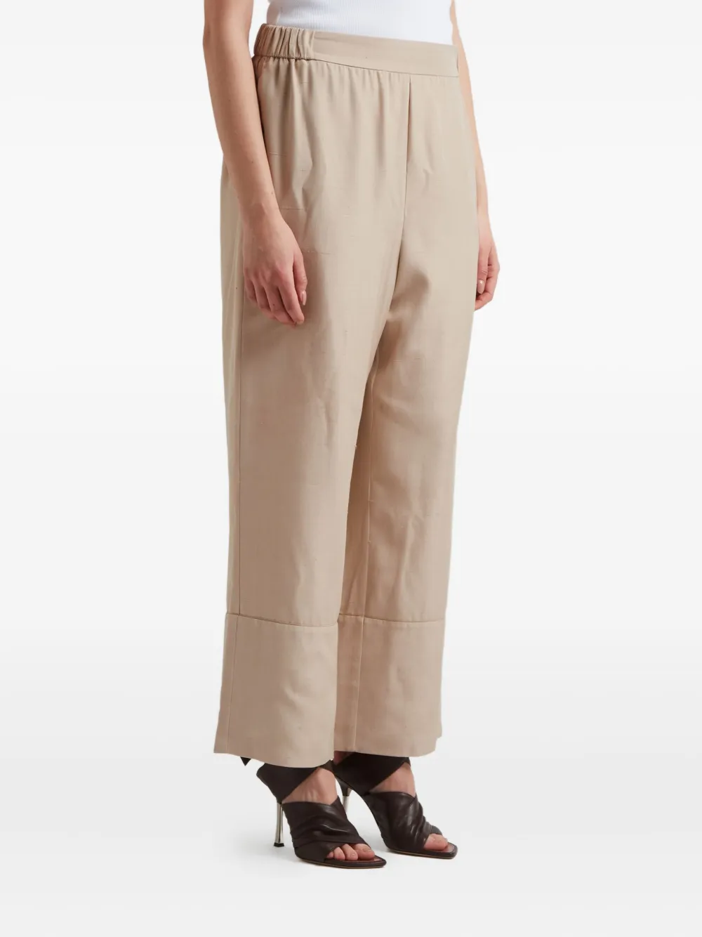 Elie Saab elasticated-waist cuffed trousers Beige