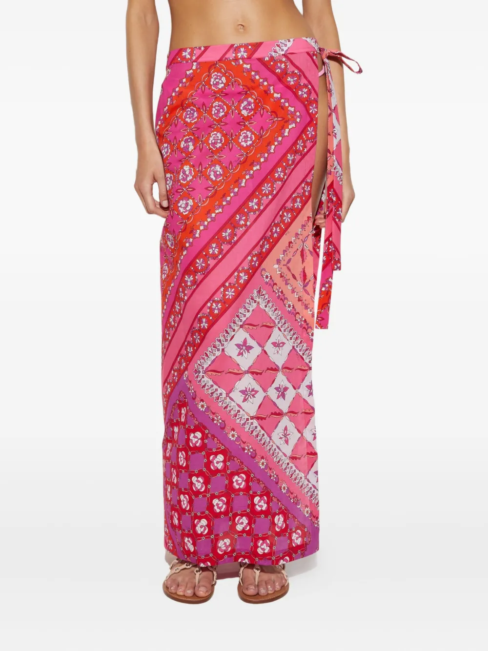 PUCCI patchwork wrap midi skirt Roze