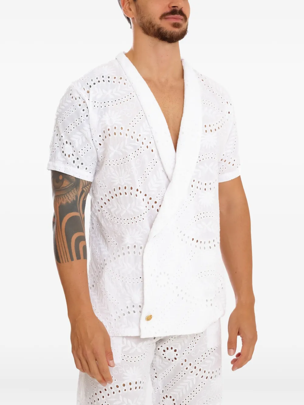 Amir Slama Overhemd met broderie anglaise - Wit