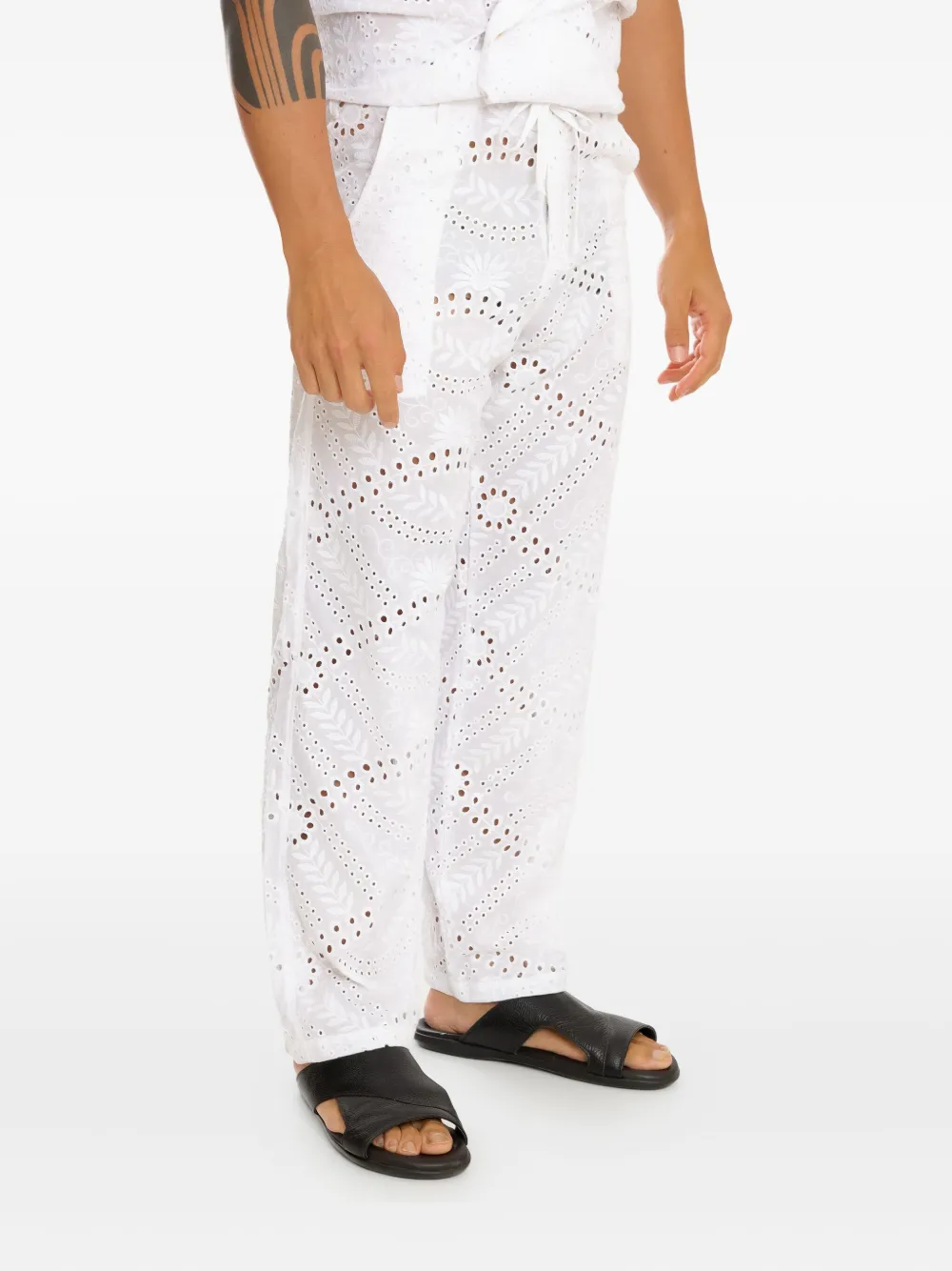 Amir Slama broderie-anglaise drawstring trousers | Regular-Fit & Straight Leg Pants | Image 2