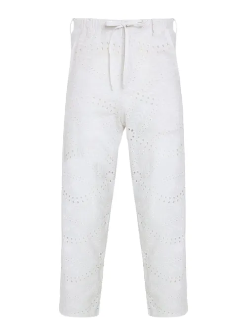 Pantalon en broderie anglaise à lien de resserrage - Amir Slama - Modalova