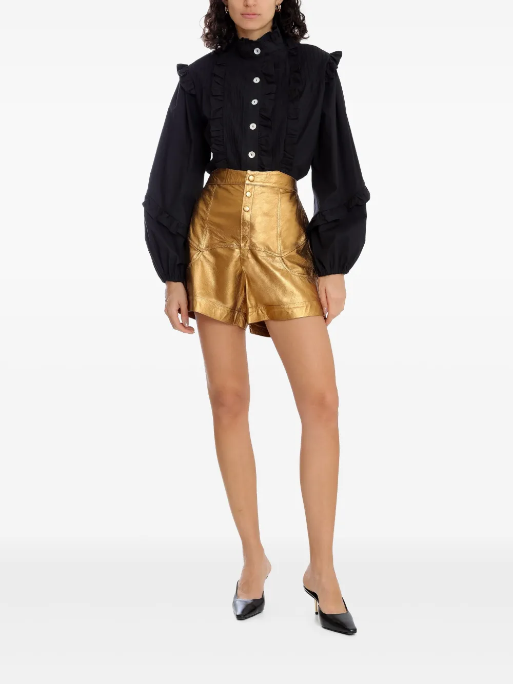 Olympiah metallic-effect high-waisted shorts | Short Shorts | Image 2