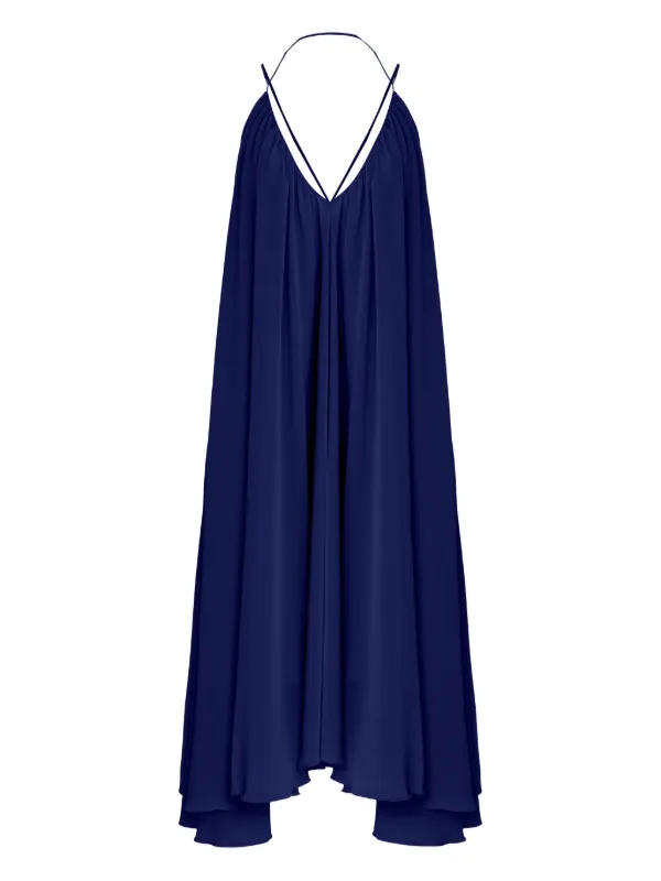 Olympiah Pleated halter-neck Midi Dress | Blue | FARFETCH GE