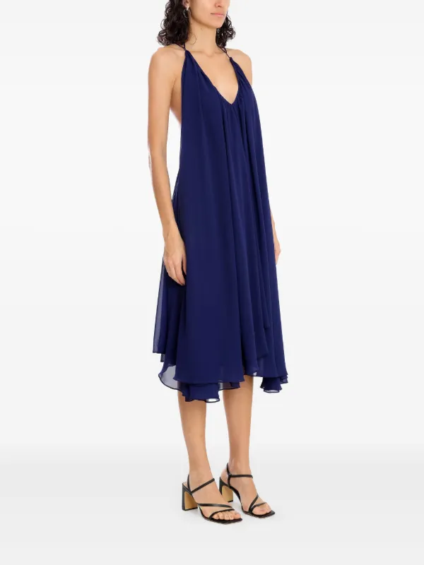 Olympiah Pleated halter-neck Midi Dress | Blue | FARFETCH GE