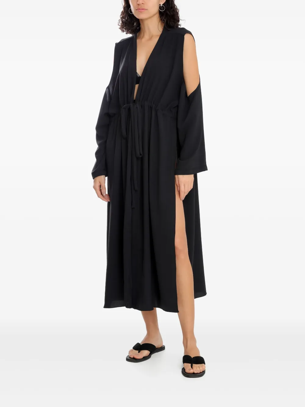 Olympiah Jussi cold-shoulder midi dress - Zwart
