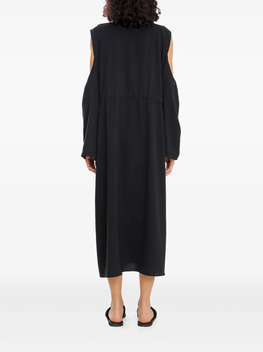 Olympiah Jussi cold-shoulder midi dress Zwart