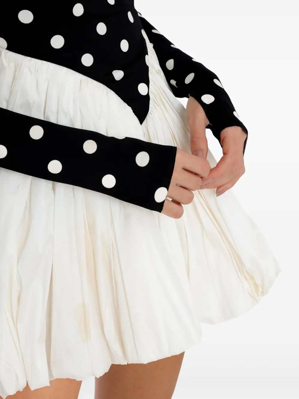 polka-dot long-sleeve mini dress