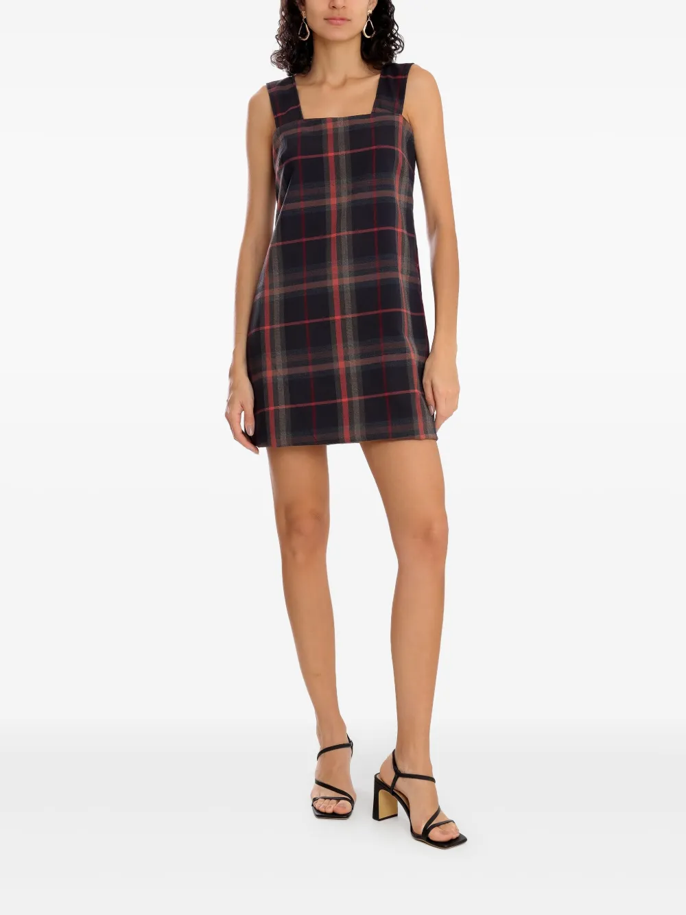 Olympiah plaid square-neck dress - Zwart