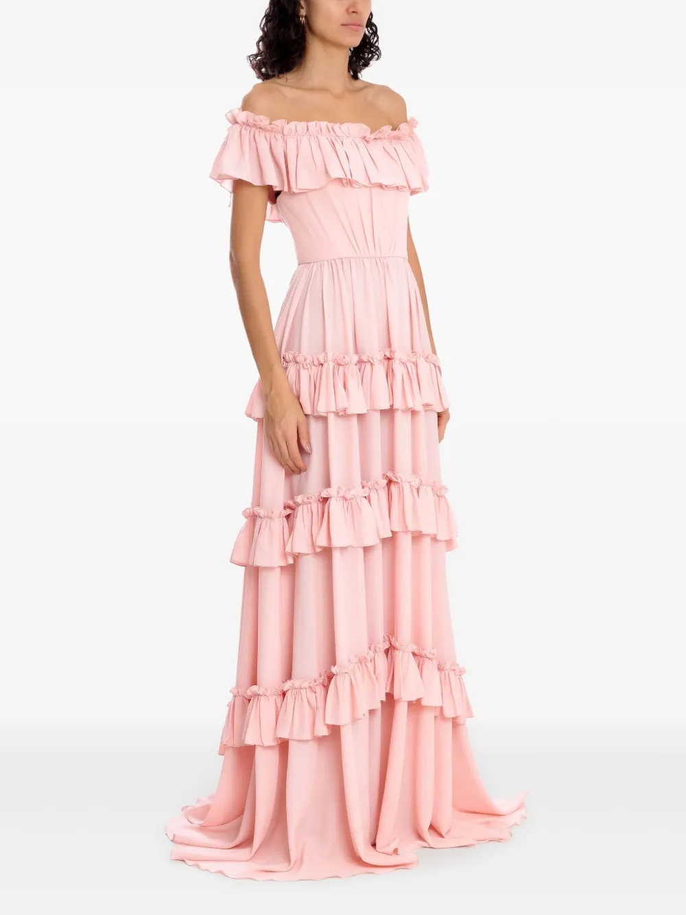 Olympiah ruffled off-the-shoulder gown Roze