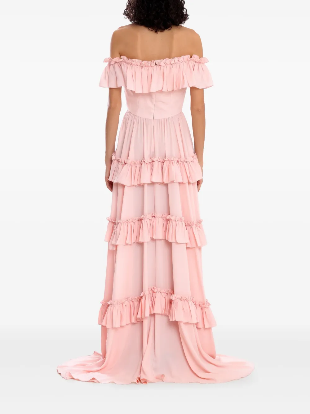 Olympiah ruffled off-the-shoulder gown Roze