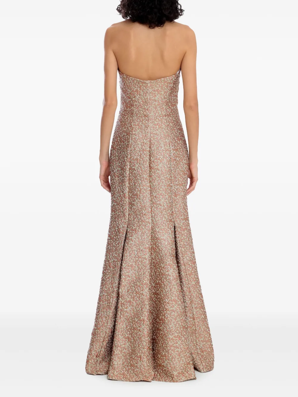 Olympiah strapless jacquard trumpet dress Goud