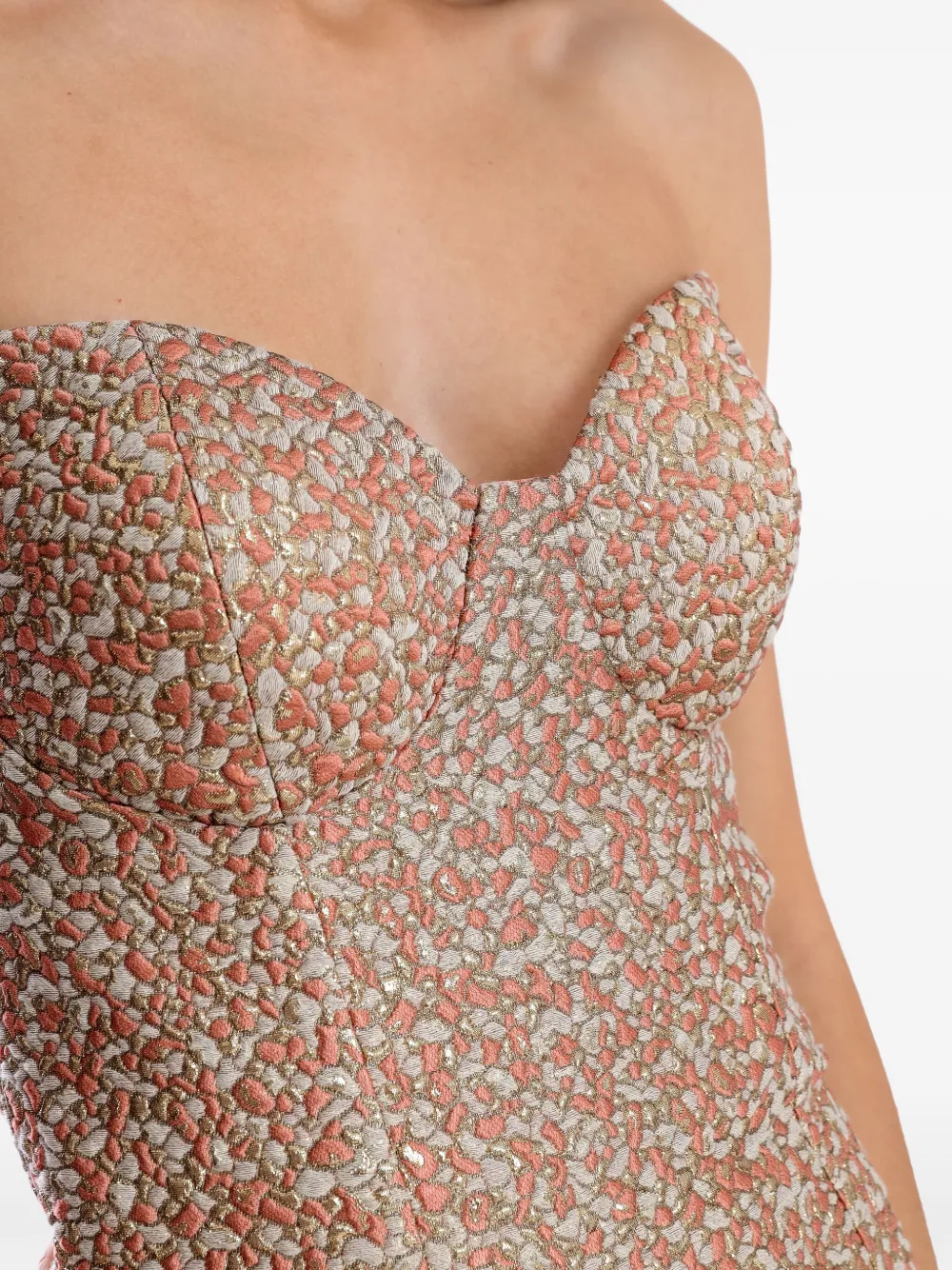 strapless jacquard trumpet dress