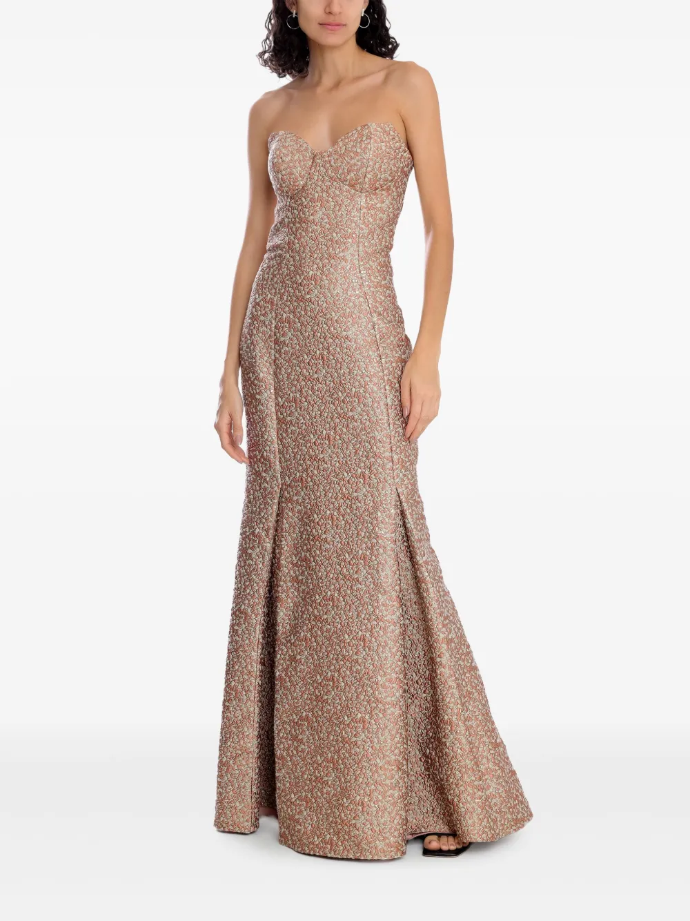 Olympiah strapless jacquard trumpet dress - Goud