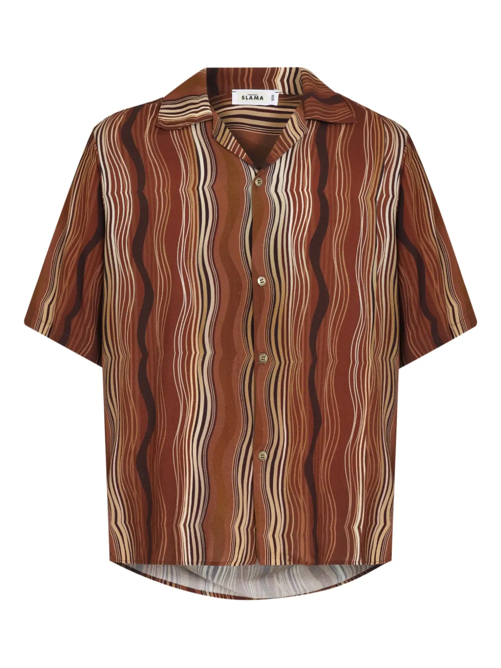 Amir Slama wave-pattern short-sleeved shirt | Brown | Image 1