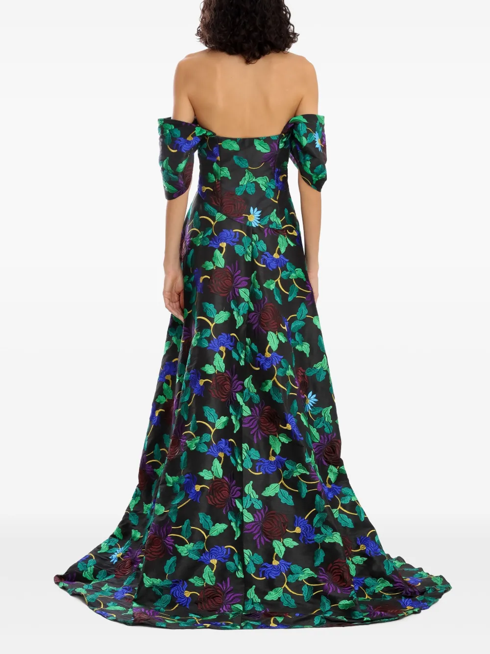 Shop Olympiah Off-shoulder Floral-embroidered Gown