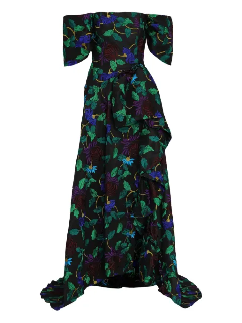 Olympiah vestido de fiesta con bordado floral y hombros descubiertos