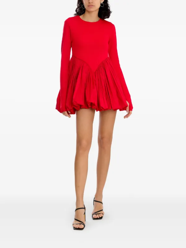 Olympiah Pleated Balloon Mini Dress | Red | FARFETCH
