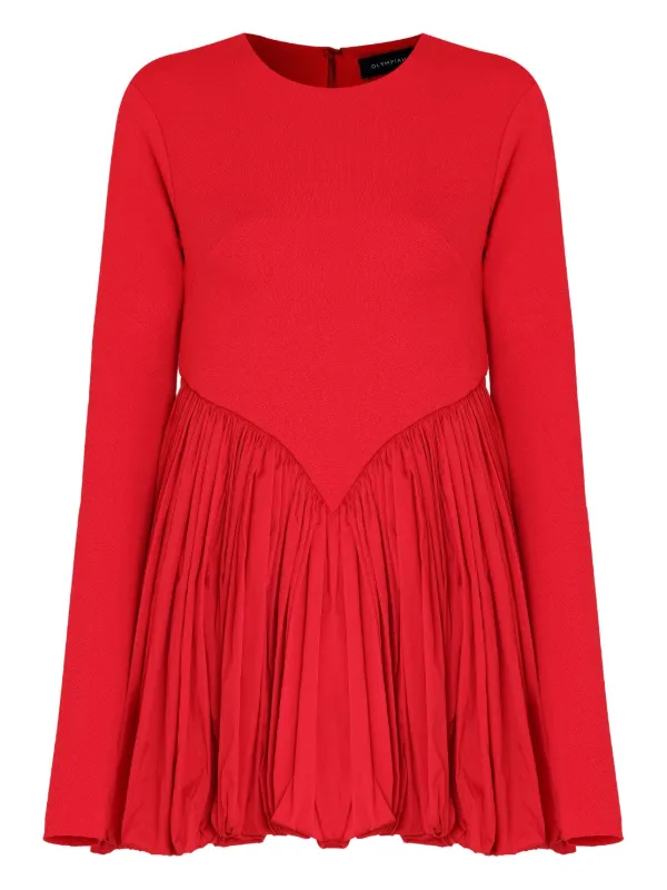 Olympiah Pleated Balloon Mini Dress | Red | FARFETCH