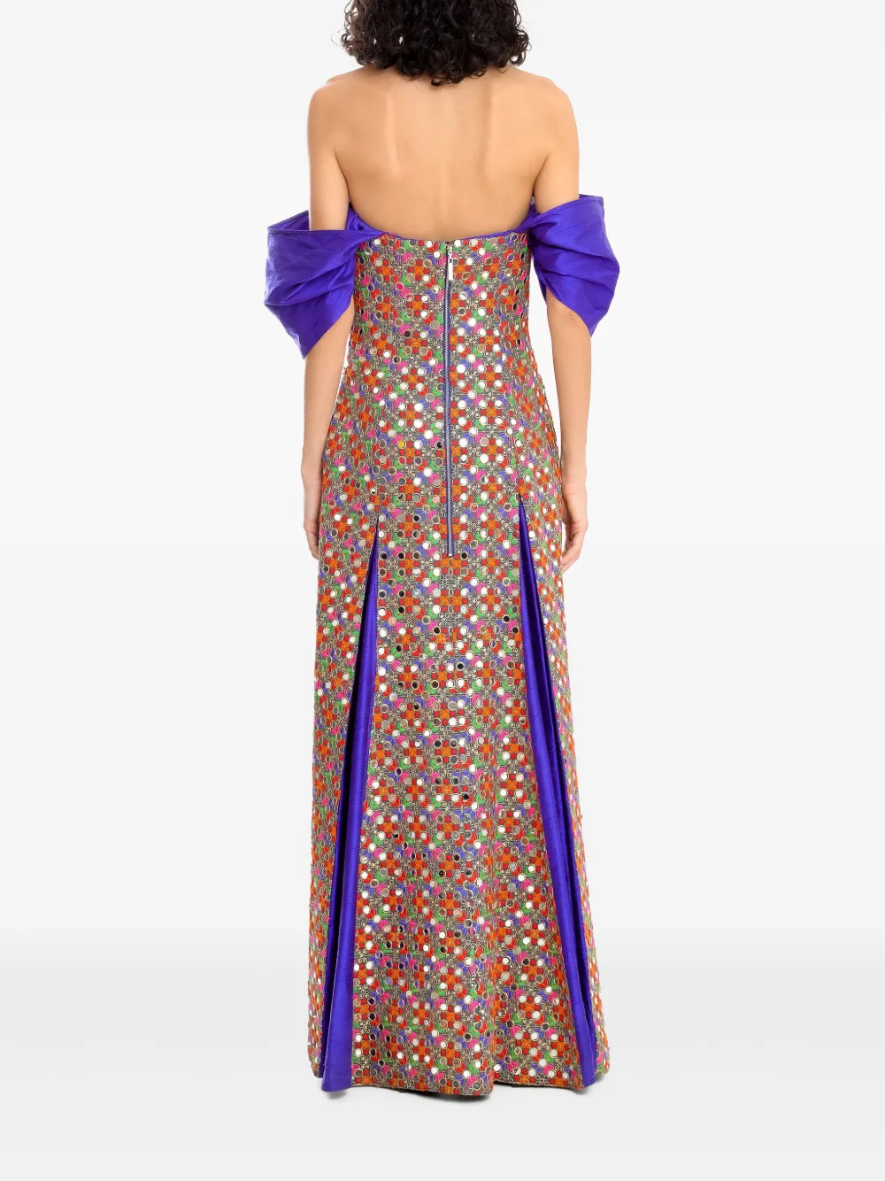 Shop Olympiah Floral-embroidered Off-shoulder Gown