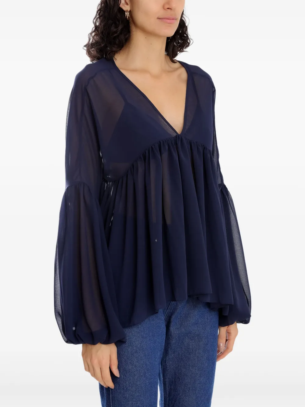 Olympiah Brisa geplooide blouse Blauw