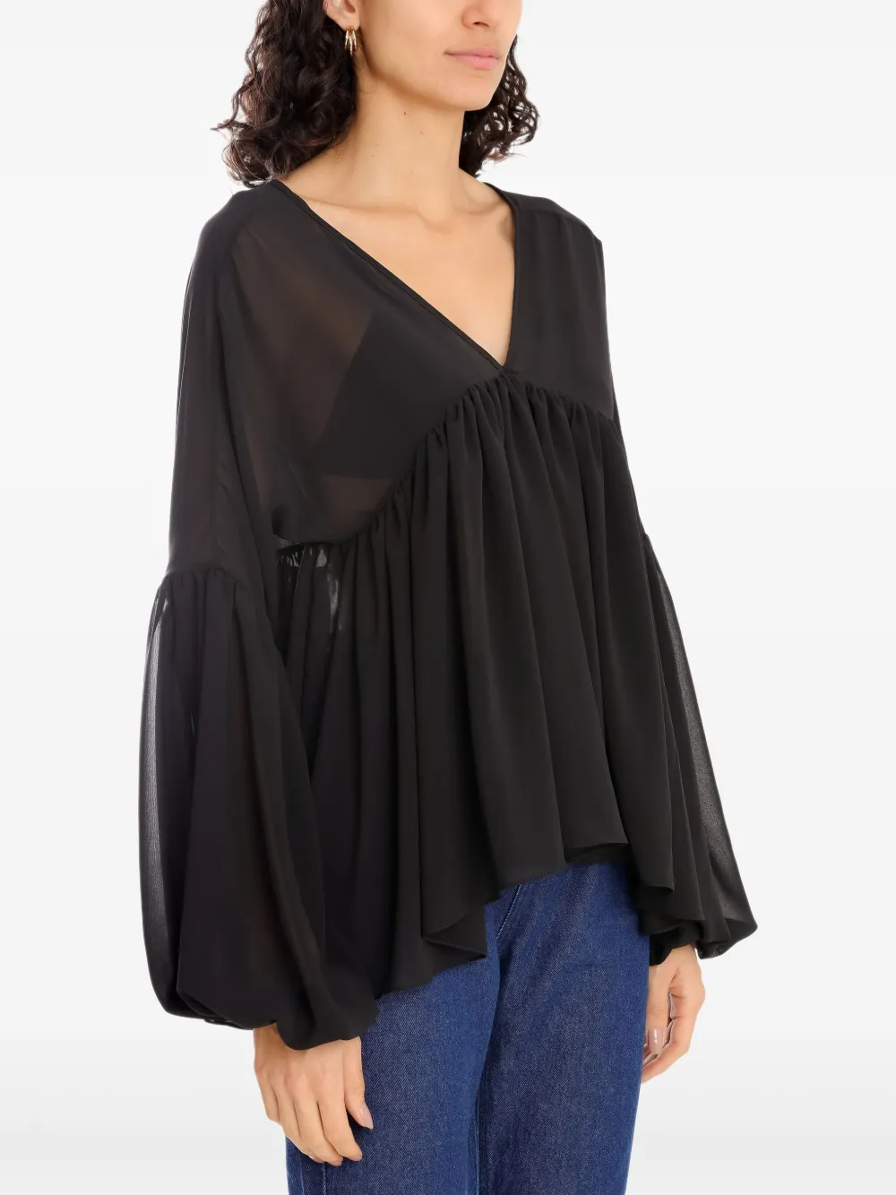 Olympiah Brisa geplooide blouse Zwart