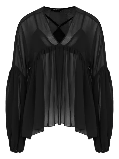 Olympiah pleated balloon-sleeve blouse