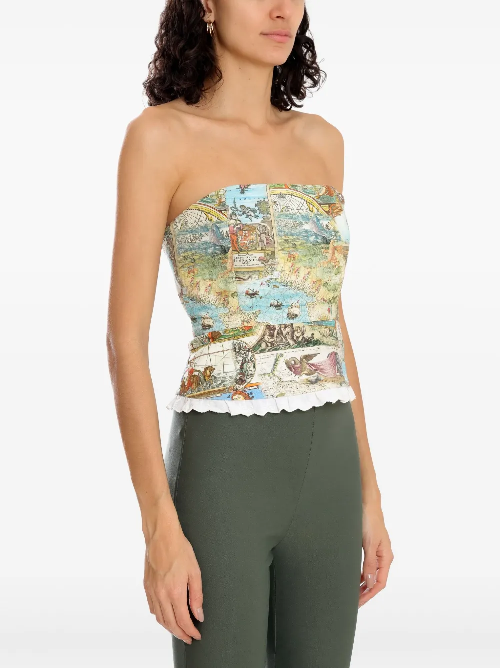 Olympiah Map-print Corset Top