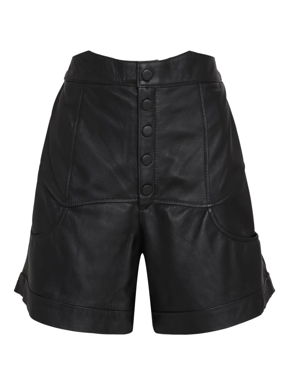 Olympiah high-waist button-front leather shorts | Black | Image 1