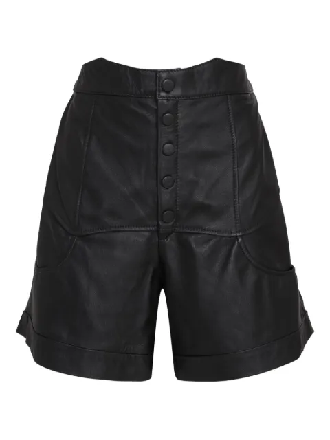 Olympiah high-waist button-front leather shorts