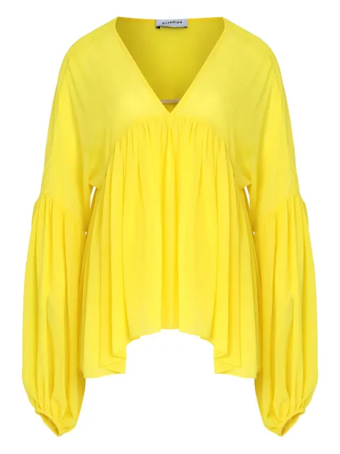 Olympiah pleated balloon-sleeve blouse