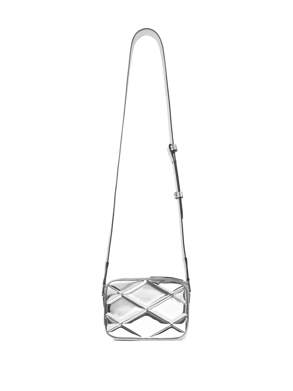 Jimmy Choo Kleine Box Camera gewatteerde schoudertas Zilver
