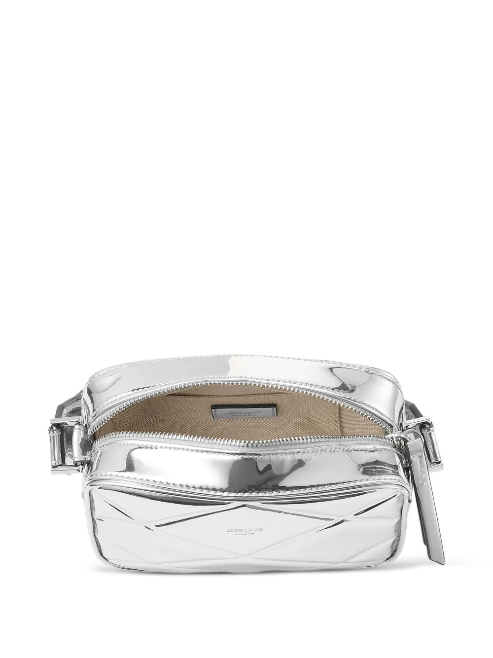 Jimmy Choo Kleine Box Camera gewatteerde schoudertas - Zilver